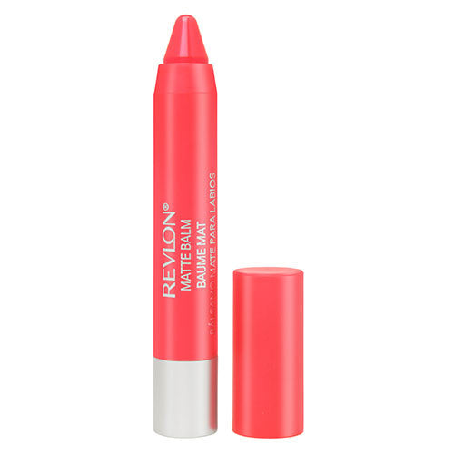 Revlon Matte Balm in 210 Unapologetic – hot coral matte lip crayon with Triple Butter Complex and twist-up precision