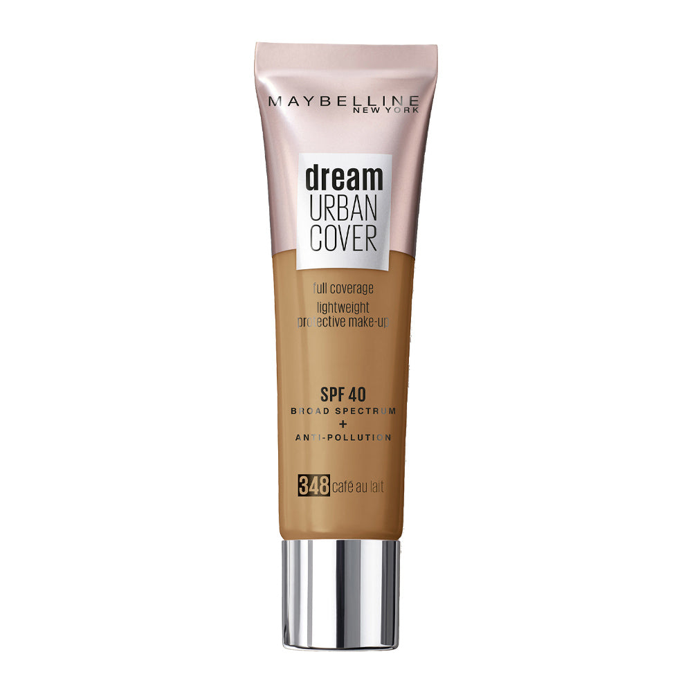 Maybelline Dream Urban Cover Foundation 348 CAFE AU LAIT with SPF 40 and antioxidant protection against pollution and UV rays