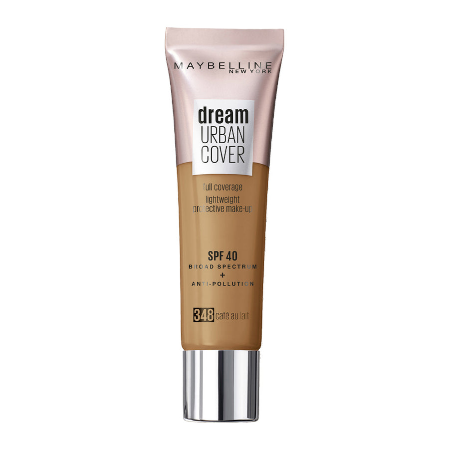 Maybelline Dream Urban Cover Foundation 348 CAFE AU LAIT with SPF 40 and antioxidant protection against pollution and UV rays