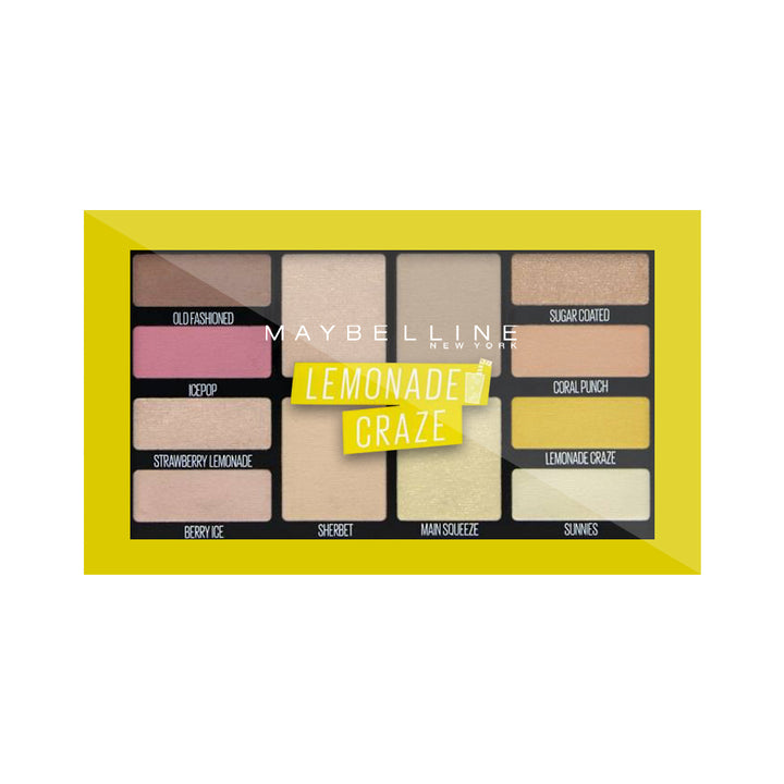 Maybelline Lemonade Craze Eyeshadow Palette with 12 juicy matte and shimmer shades for bold eye looks and glowing highlight effects