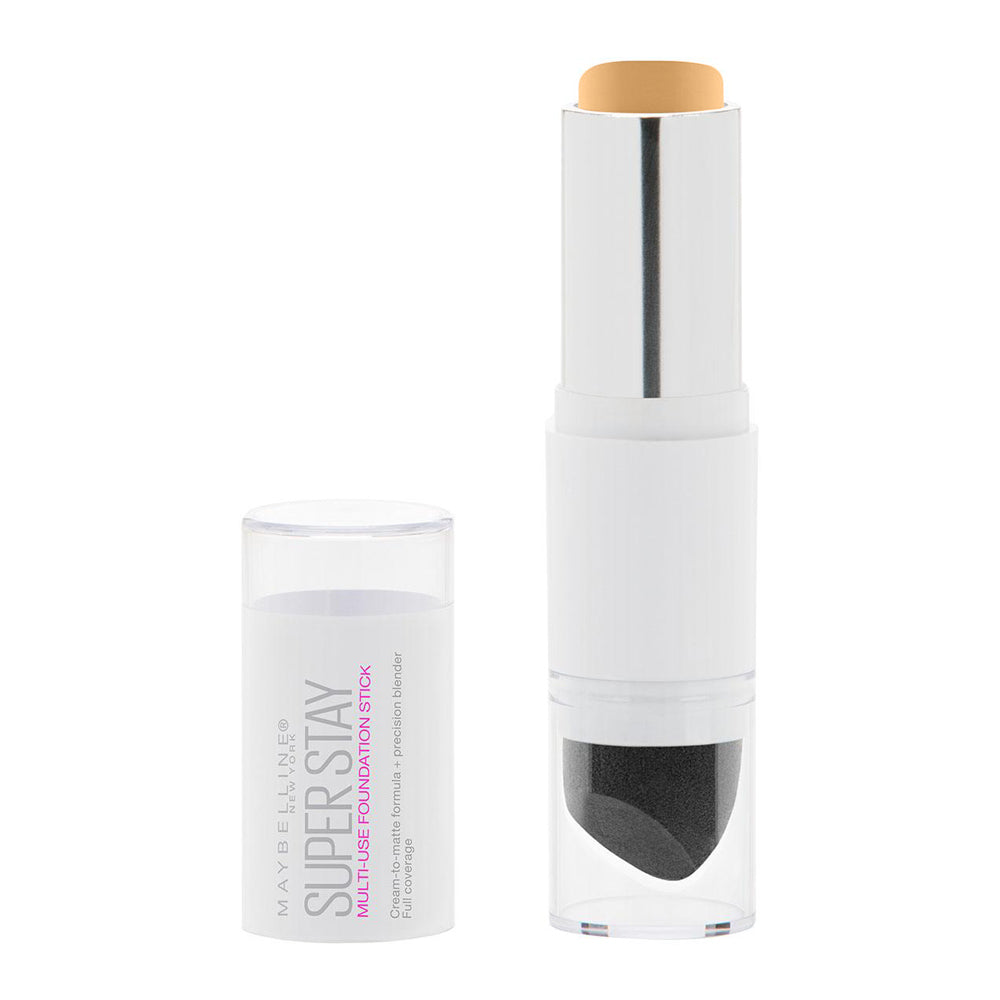 Maybelline Foundation Stick in 312 GOLDEN with cream-to-matte finish and pointed sponge for fast, multi-use concealing and contouring