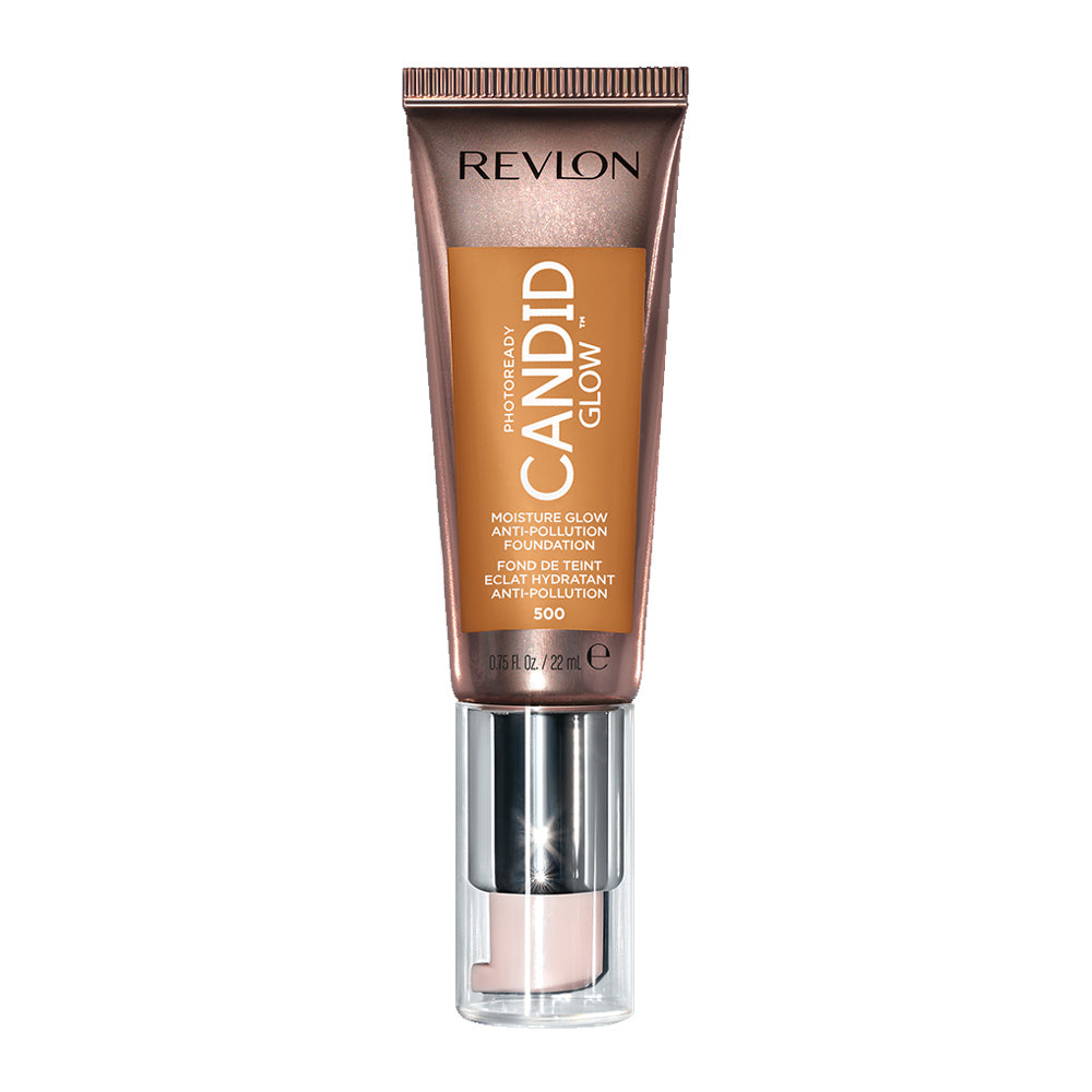 Revlon Candid Glow 500 Almond – dewy hydrating foundation with prickly-pear oil & blue light defence