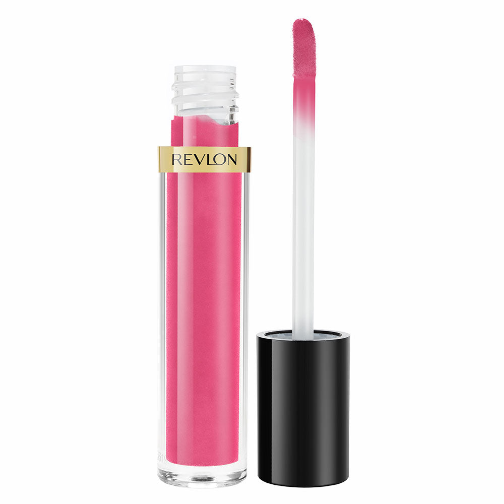 Revlon Super Lustrous Lip Gloss in Pink Pop with ultra-glossy, non-sticky finish and hydrating shine
