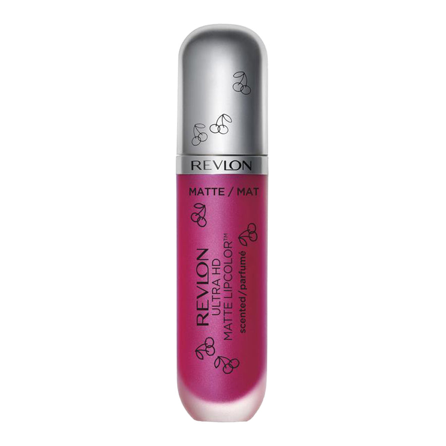Revlon Ultra HD 500 Cherries in the Snow – bold cherry matte lipcolor with vivid pigment, plush feel and wax-free hydration